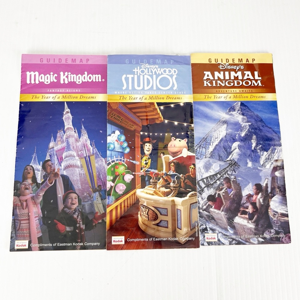 Set of 3 2008 Disney Guide Maps GuideMap Magic Animal Kingdom Hollywood Studios